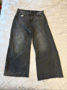 GAP Black High-Rise Wide-Leg Denim Jeans